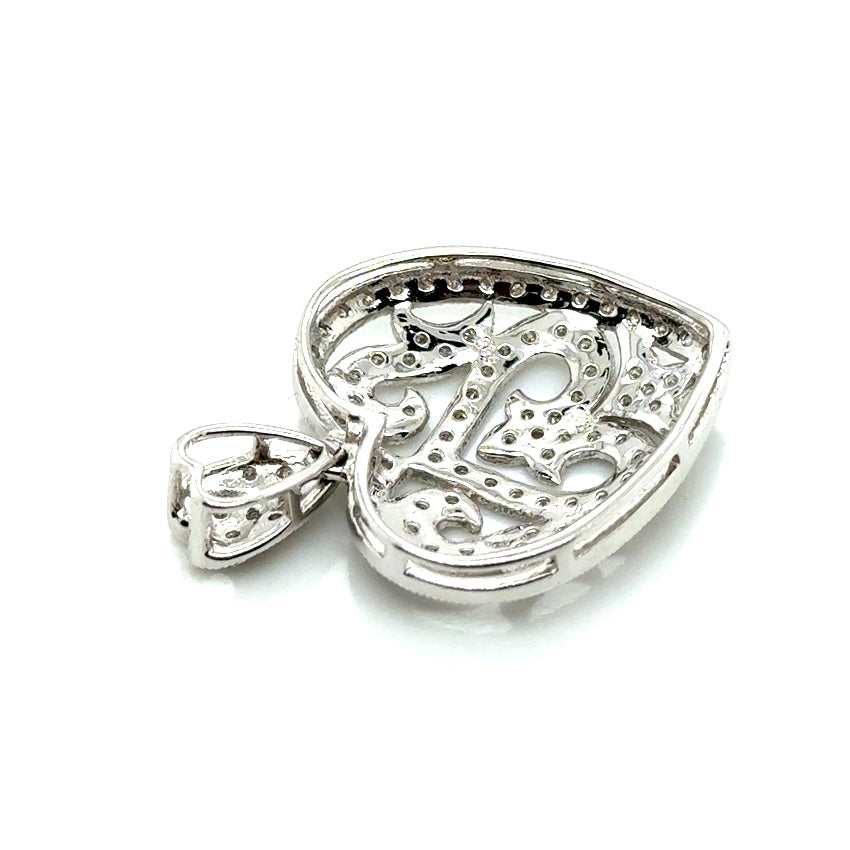 14k White Gold 1 CT TW Diamond Heart Pendant