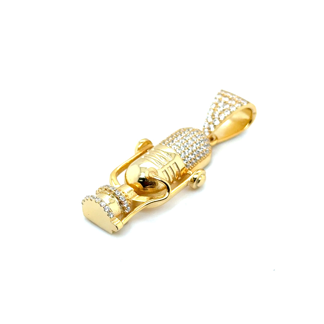925 Gold Plated Cubic Zirconia Microphone Pendant