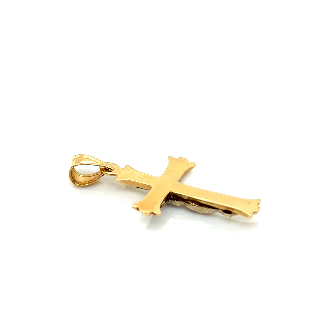 14k Yellow & White Gold Crucifix Cross Pendant