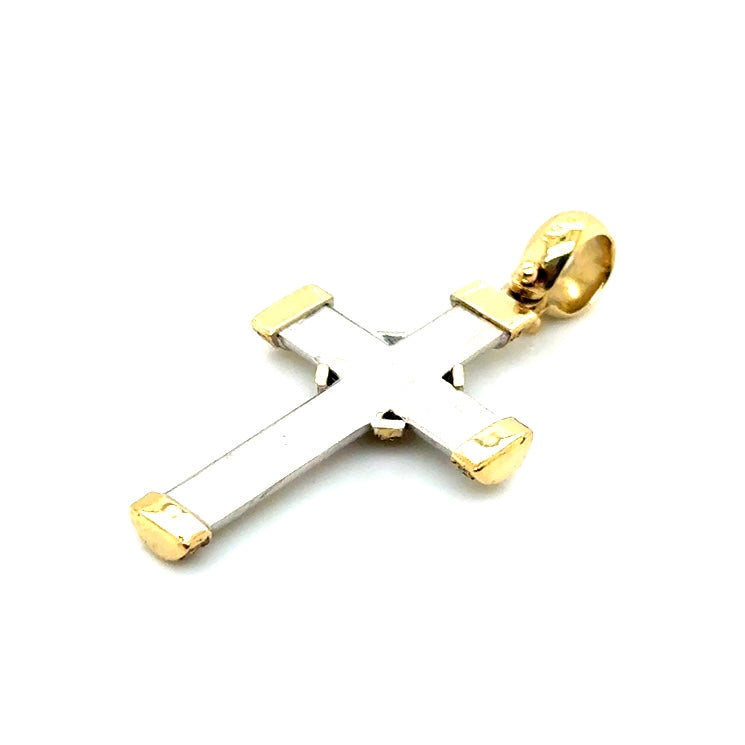 18k Yellow & White Gold Custom-made Diamond Cross Pendant