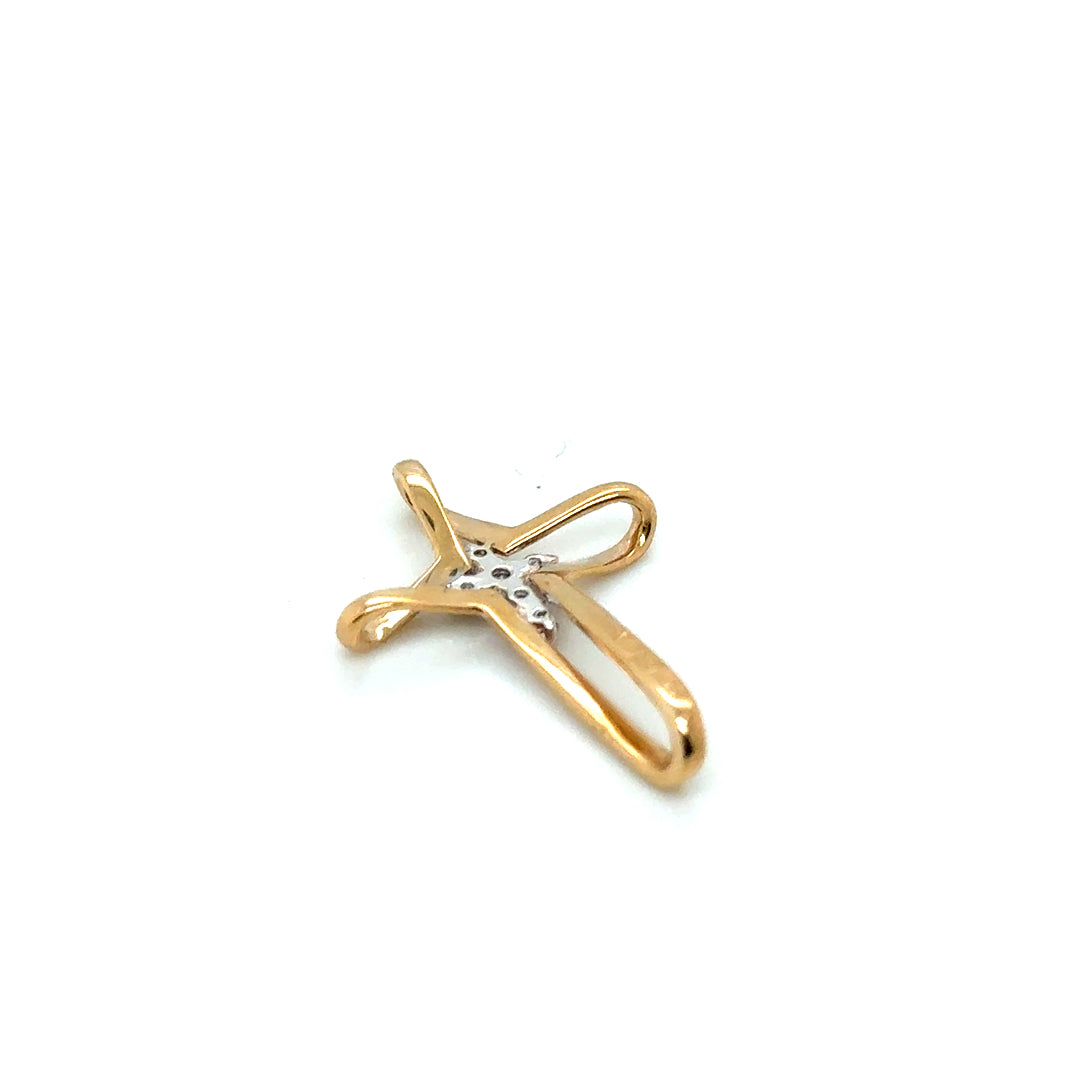 New 14k Yellow Gold Diamond Cross Pendant