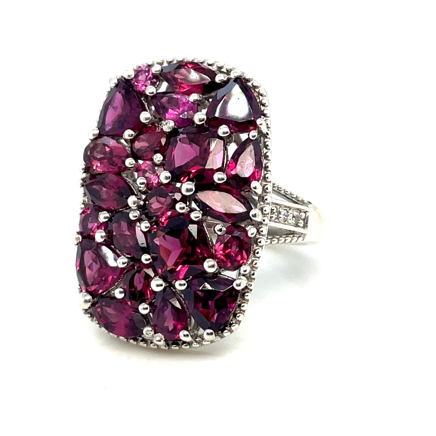 Tourmaline Silver Diamond Ring
