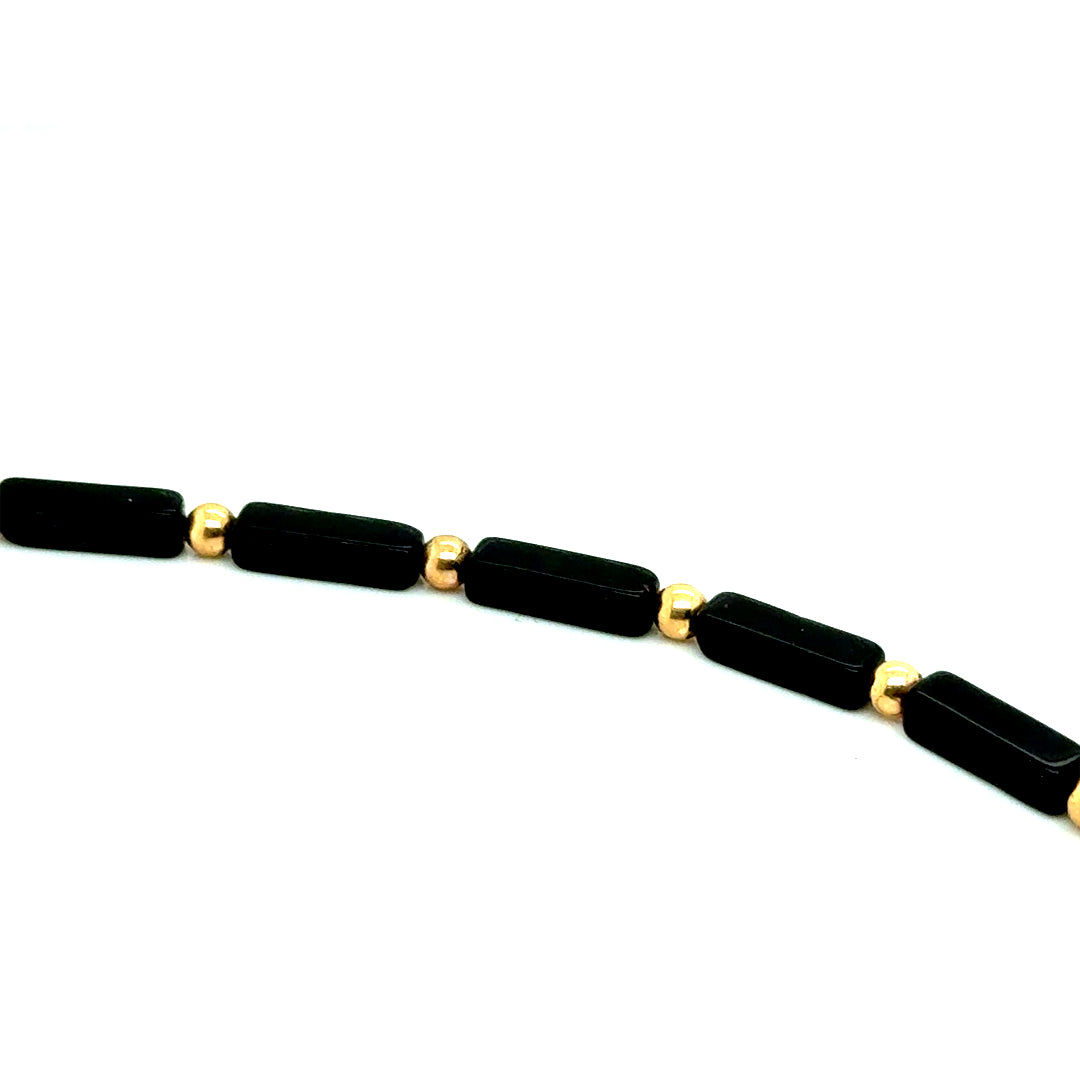 14k Yellow Gold Black Onyx Necklace