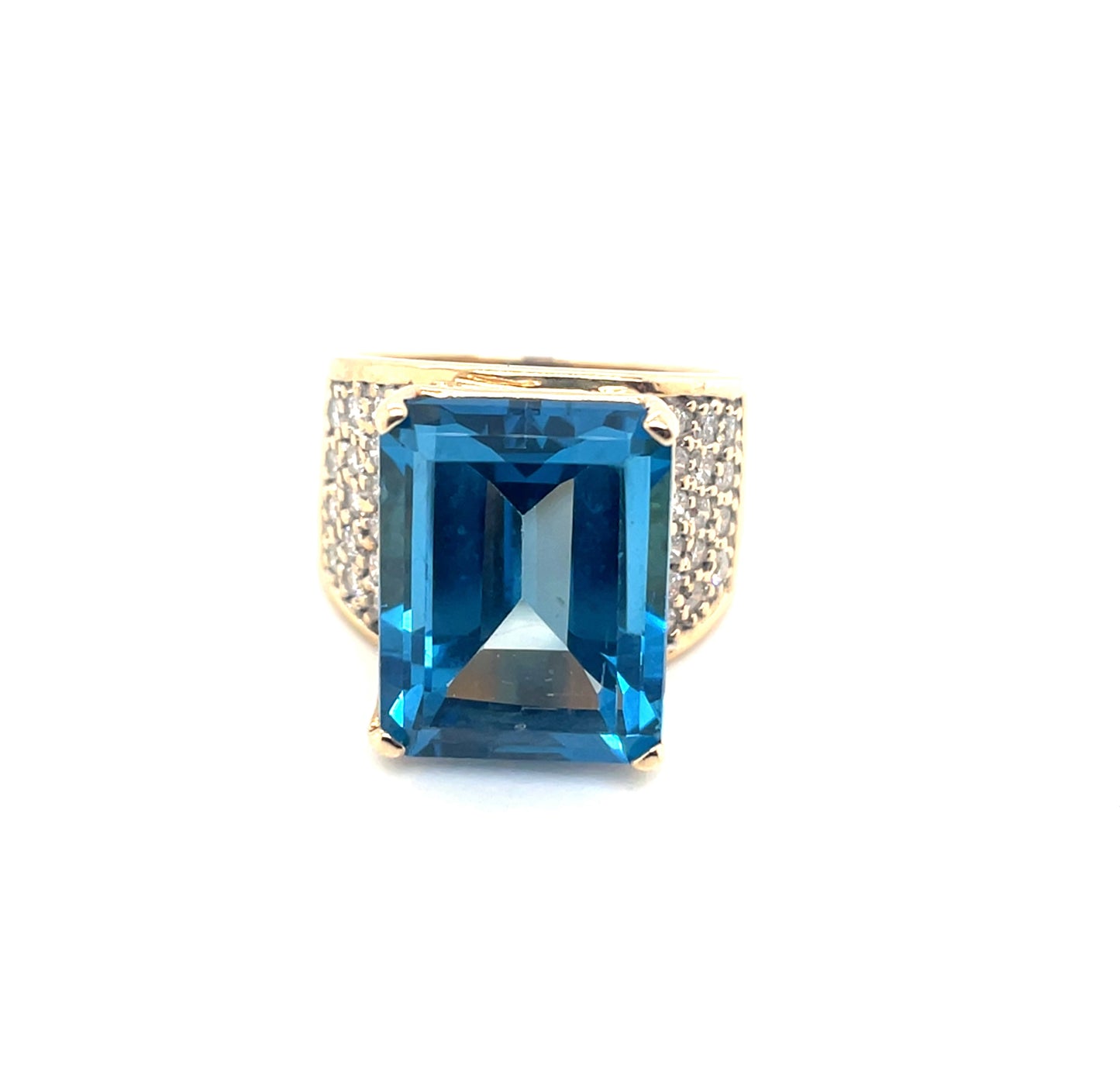 14k Yellow Gold Swiss Blue Topaz and 0.60 CT TW Diamonds Ring