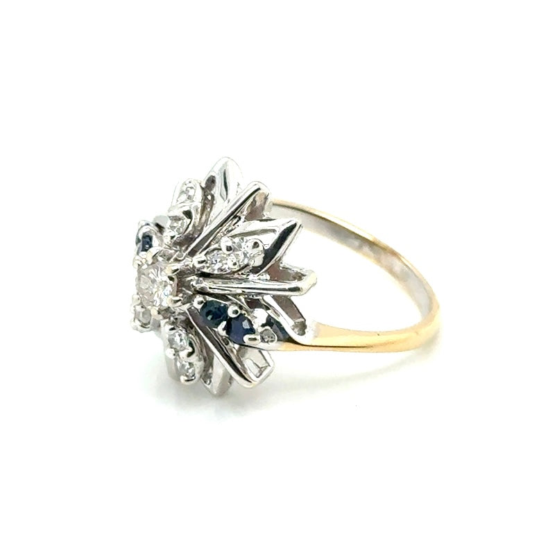 14k White Gold Sapphire and 0.45 CT TW Diamond Ring