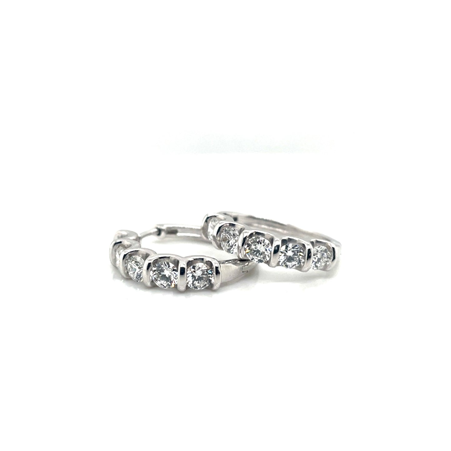 14k White Gold 1.5 CT TW SVD Diamonds Hoop Earrings