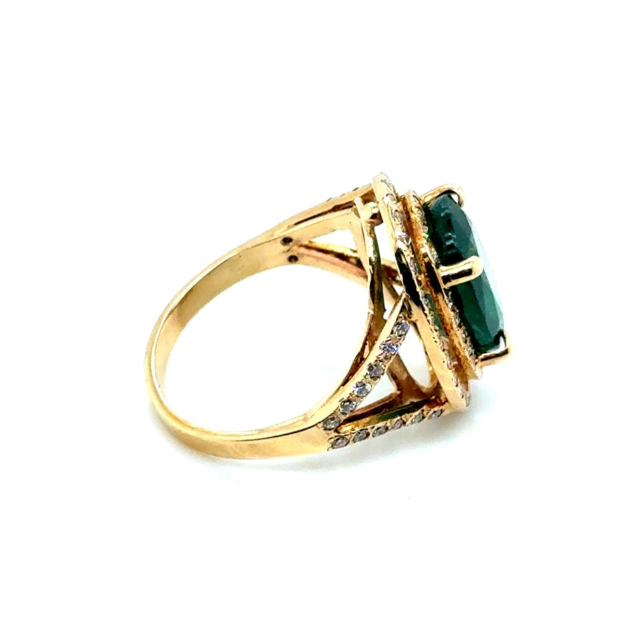New 14k Yellow Gold 1.40 CT TW Diamond & Genuine Zambian Emerald Ring