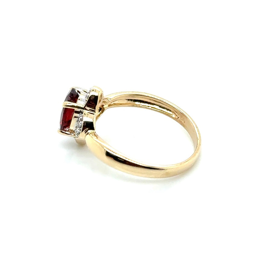 New 14k Yellow Gold Diamond & Natural Garnet Ring