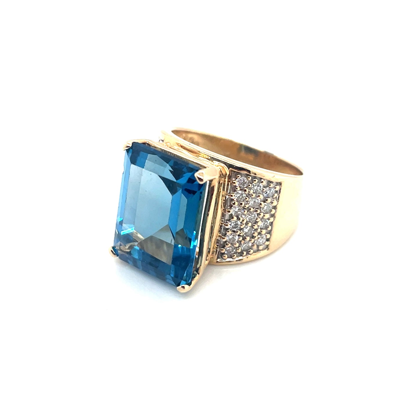 14k Yellow Gold Swiss Blue Topaz and 0.60 CT TW Diamonds Ring