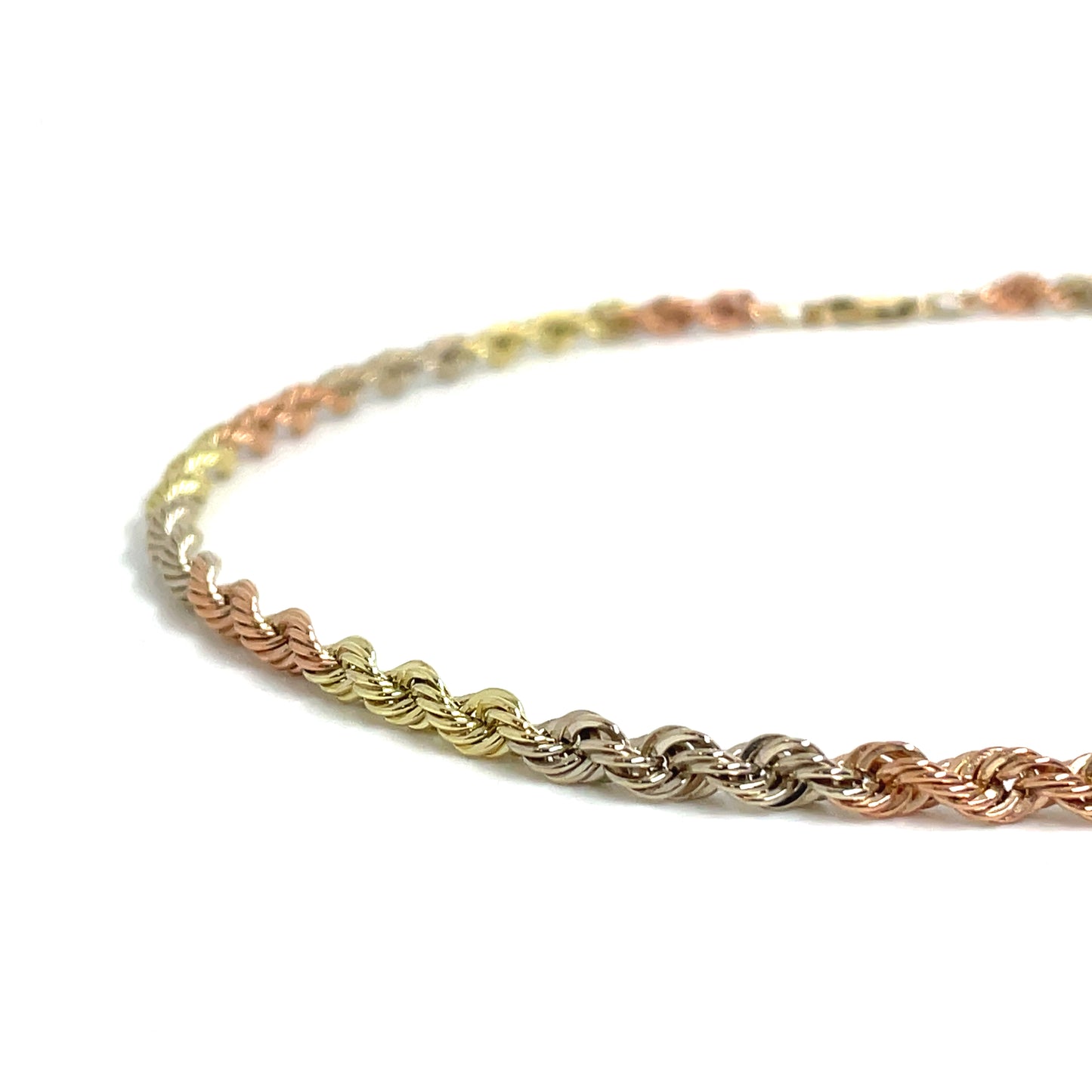 14k Made Italy White, Yellow and Pink Gold Necklace