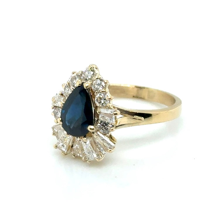 18k Yellow Gold Sapphire and 1.2 CT TW Diamond Custom Made Women’s Ring