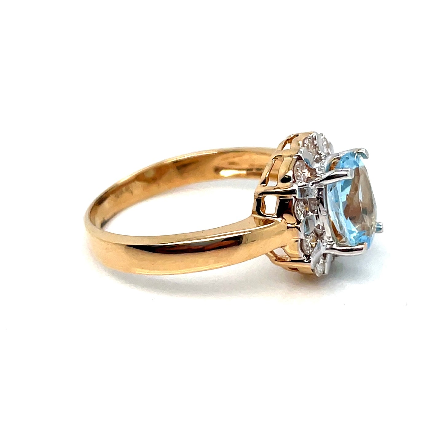 14k Yellow Gold Sky Blue Topaz Lady’s Diamond Ring