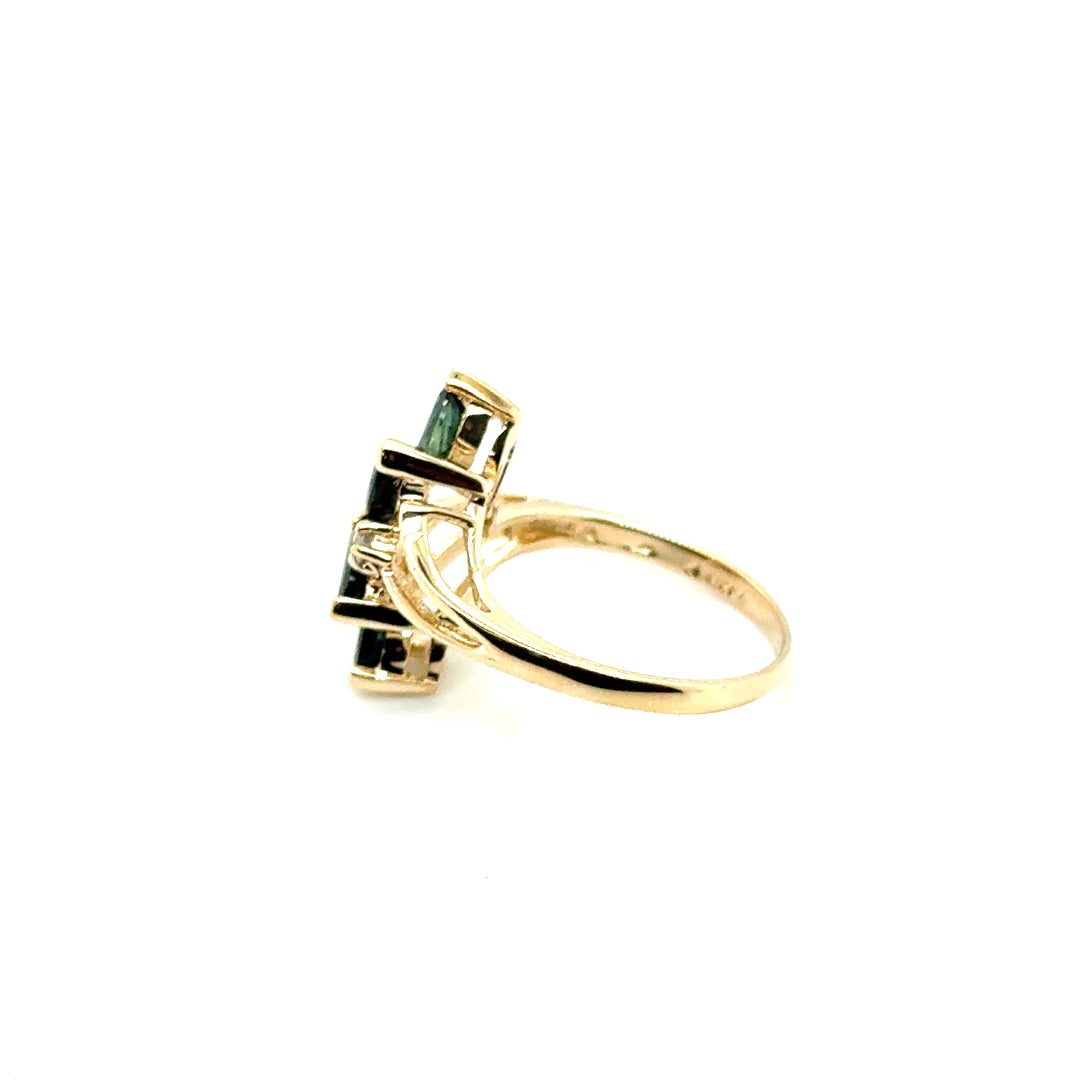 14k Yellow Gold  Sapphire and Diamond Ring