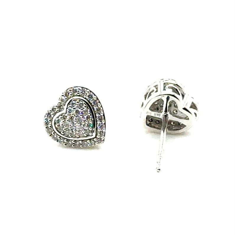 14k White Gold 1.30 CT TW Diamond Heart Earrings
