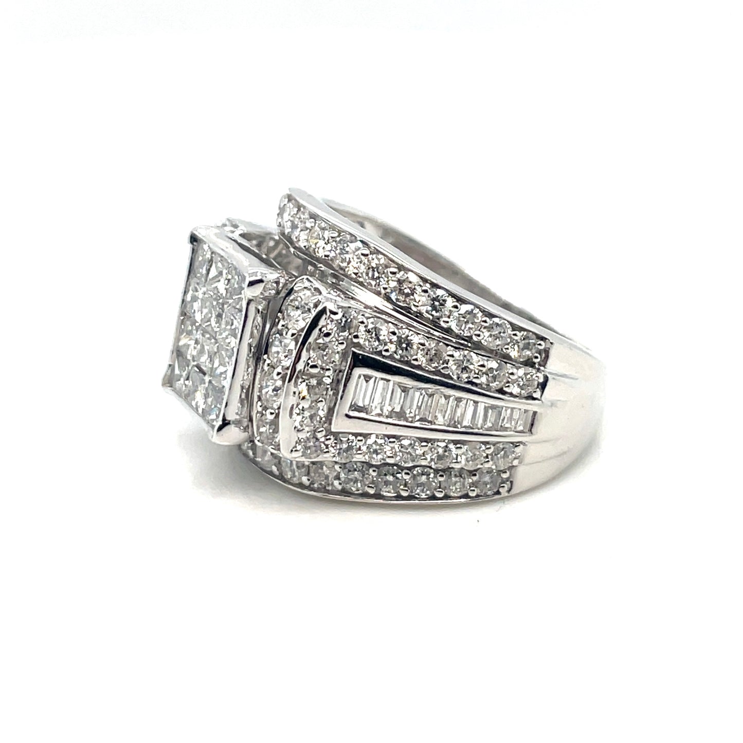 14k White Gold Engagement 4.35 CT TW Diamonds Ring