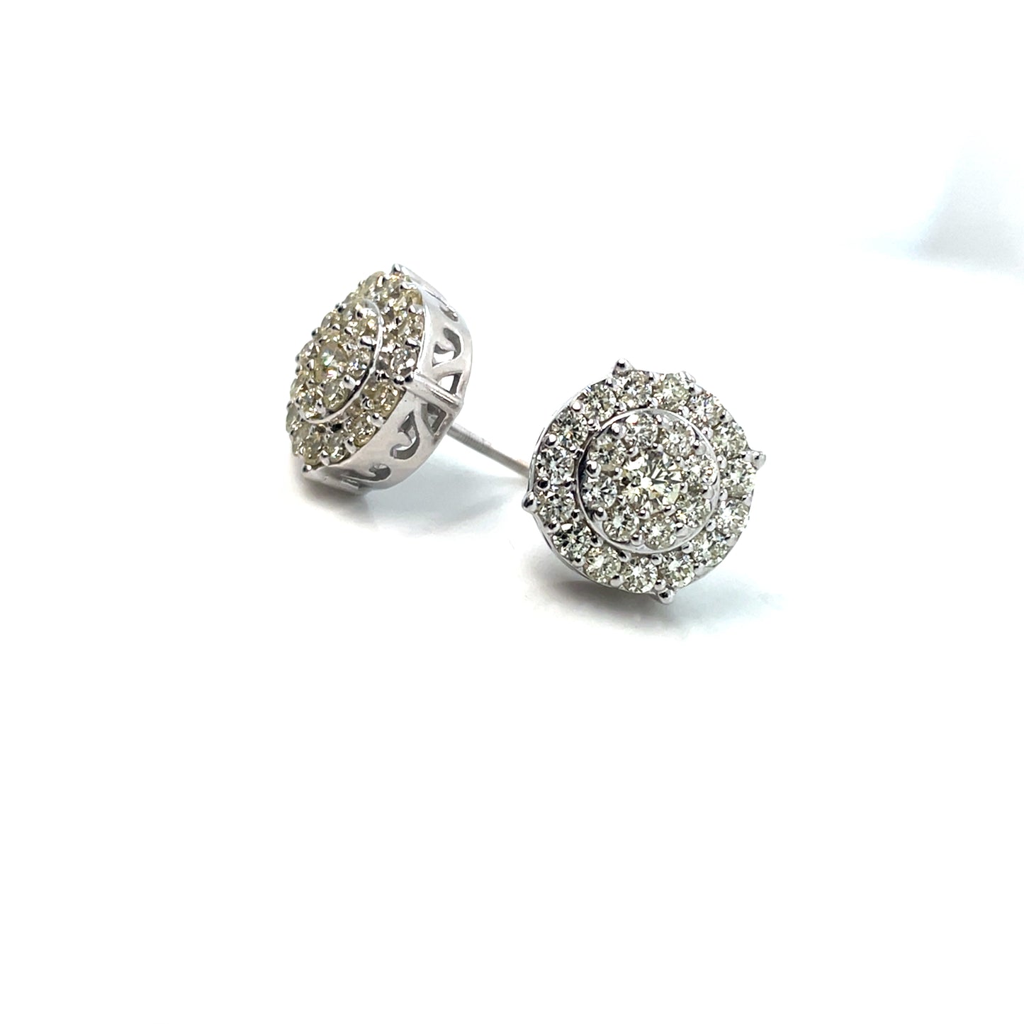 14k White Gold 1.5 CT TW Diamonds Earrings