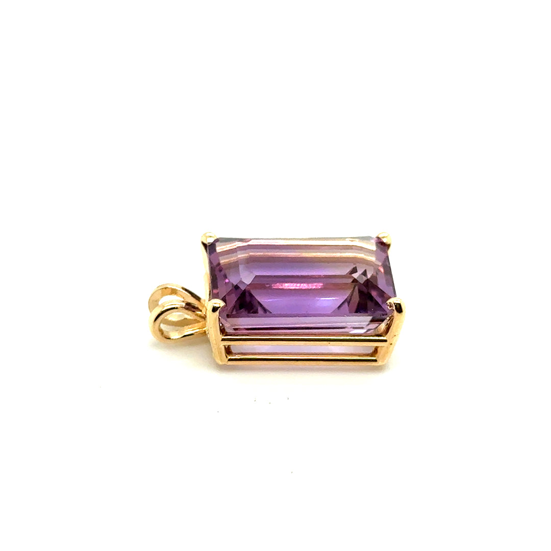 New 14k Yellow Gold Genuine Amethyst Pendant