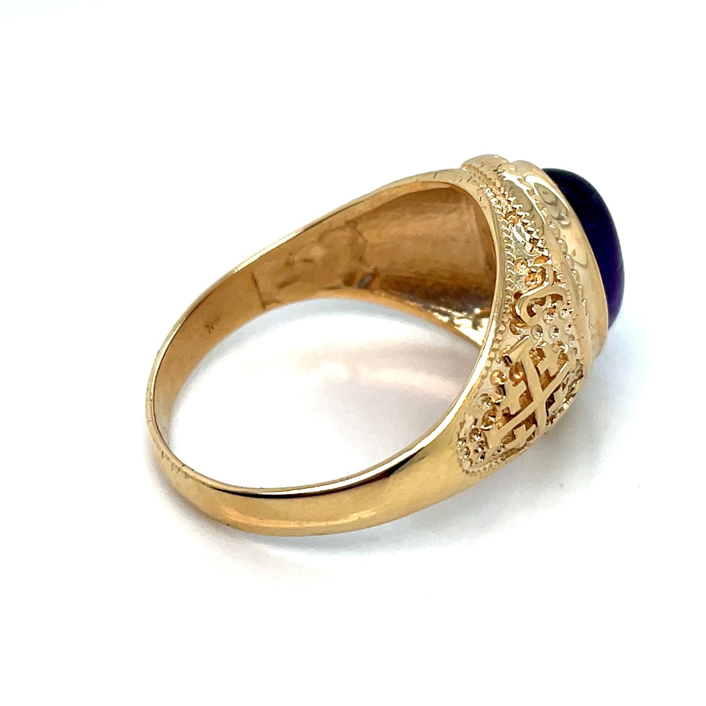 14k Yellow Gold Amethyst Men’s Ring