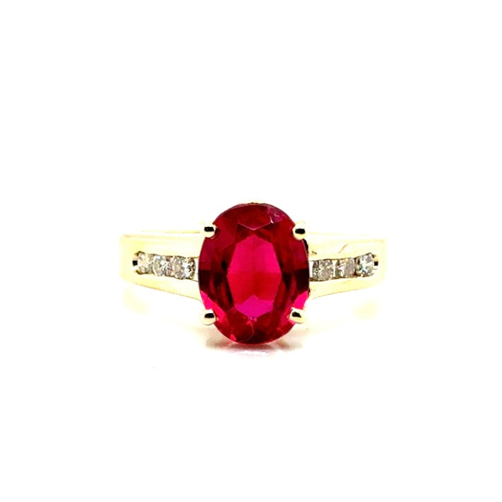 New 14k Yellow Gold Diamond and Ruby Ring