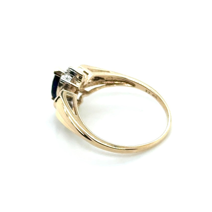 10k Yellow Gold Lab Grown Sapphire and Diamond Women’s Ring