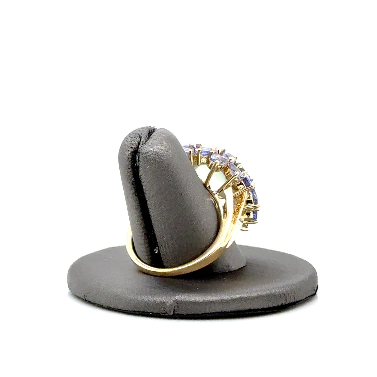 14k Yellow Gold Prasiolite, Tanzanite and Diamonds Ring