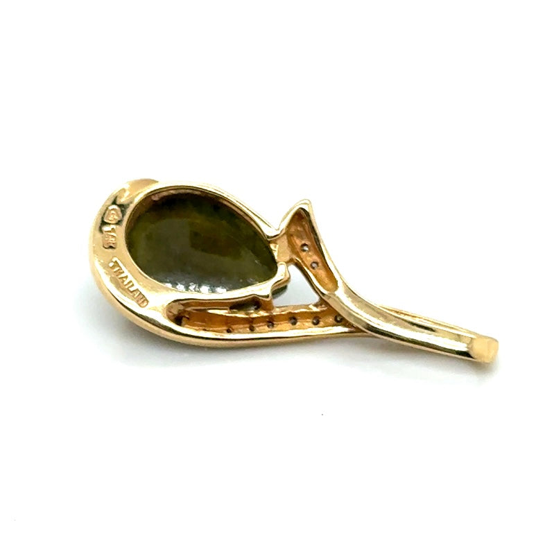 14k Yellow Gold Jadeite Jade and Diamond Pendant