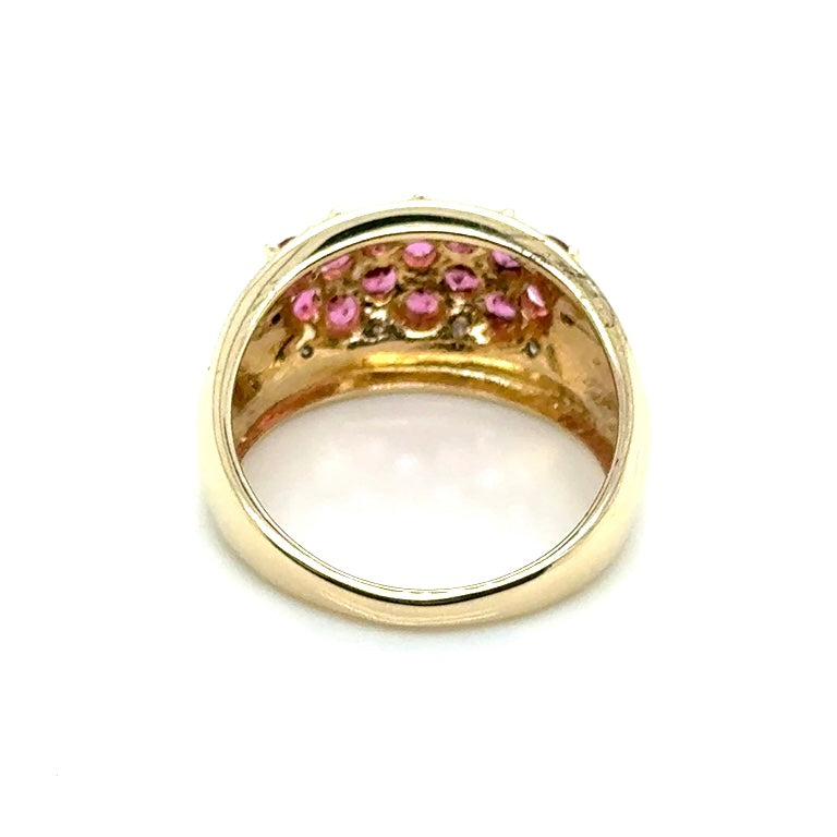 14k Yellow Gold Pink Tourmaline and Diamond Ring