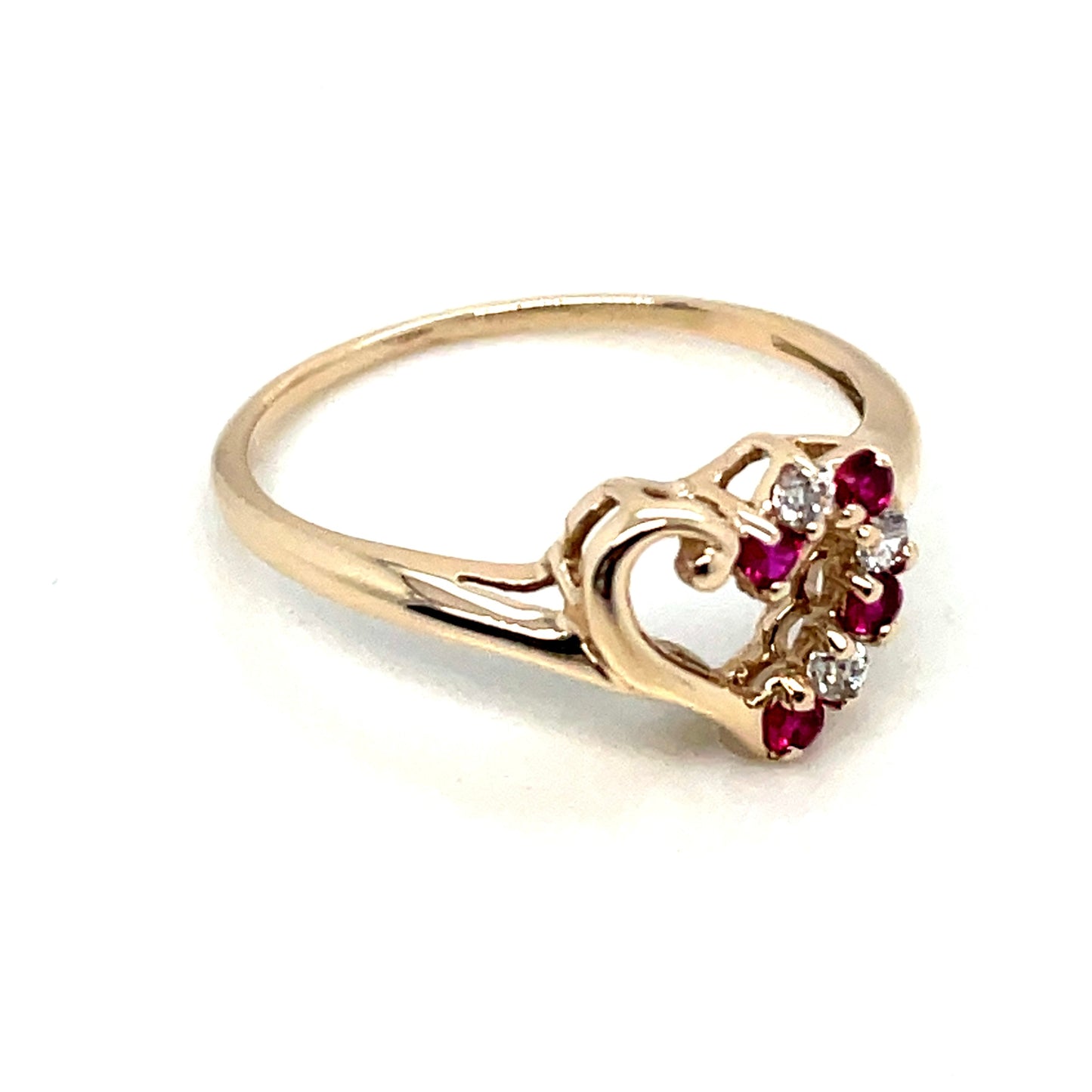10k Yellow Gold Ruby and Cubic Zirconia Ring