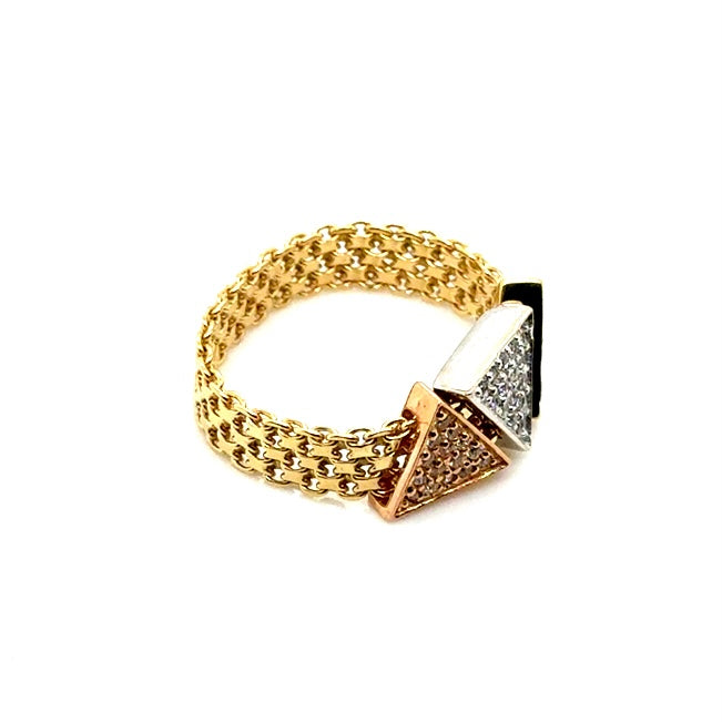 14k Rose & White & Yellow Gold CZ Ring