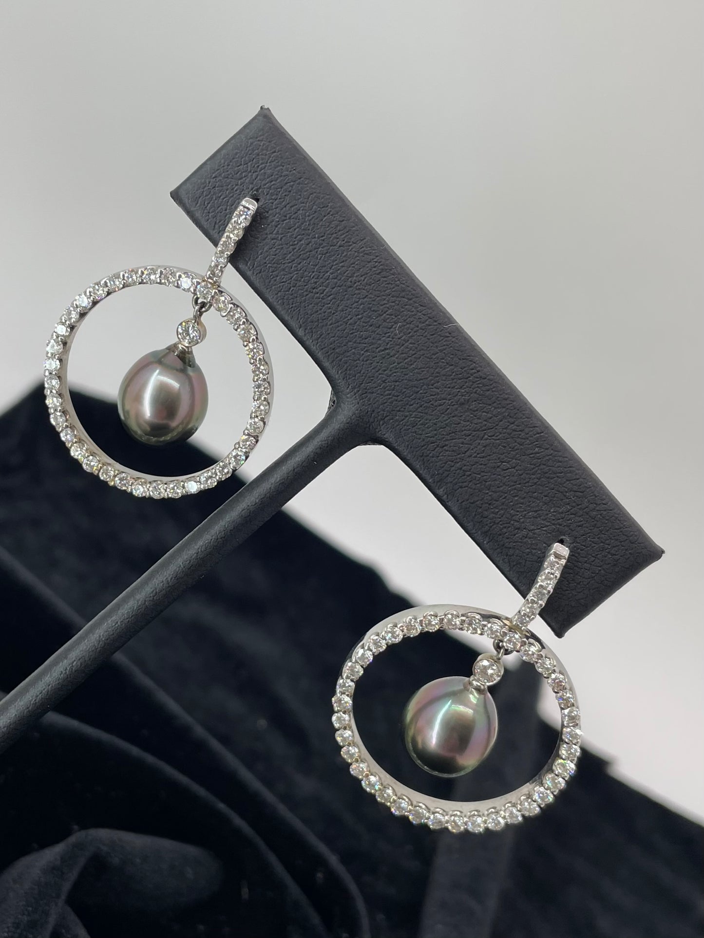 14k White Gold Lady’s Pearl 4.1 CT TW Diamonds Earrings