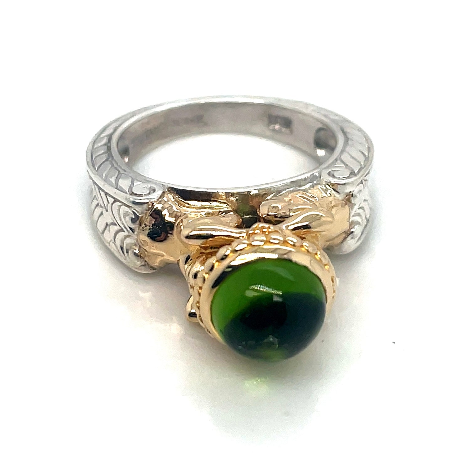 18k White and Yellow Gold Peridot Ring