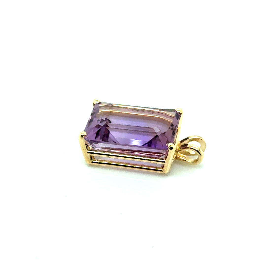 New 14k Yellow Gold Genuine Amethyst Pendant
