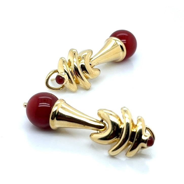 Italian Carnelian Round 14k Yellow Gold Earrings