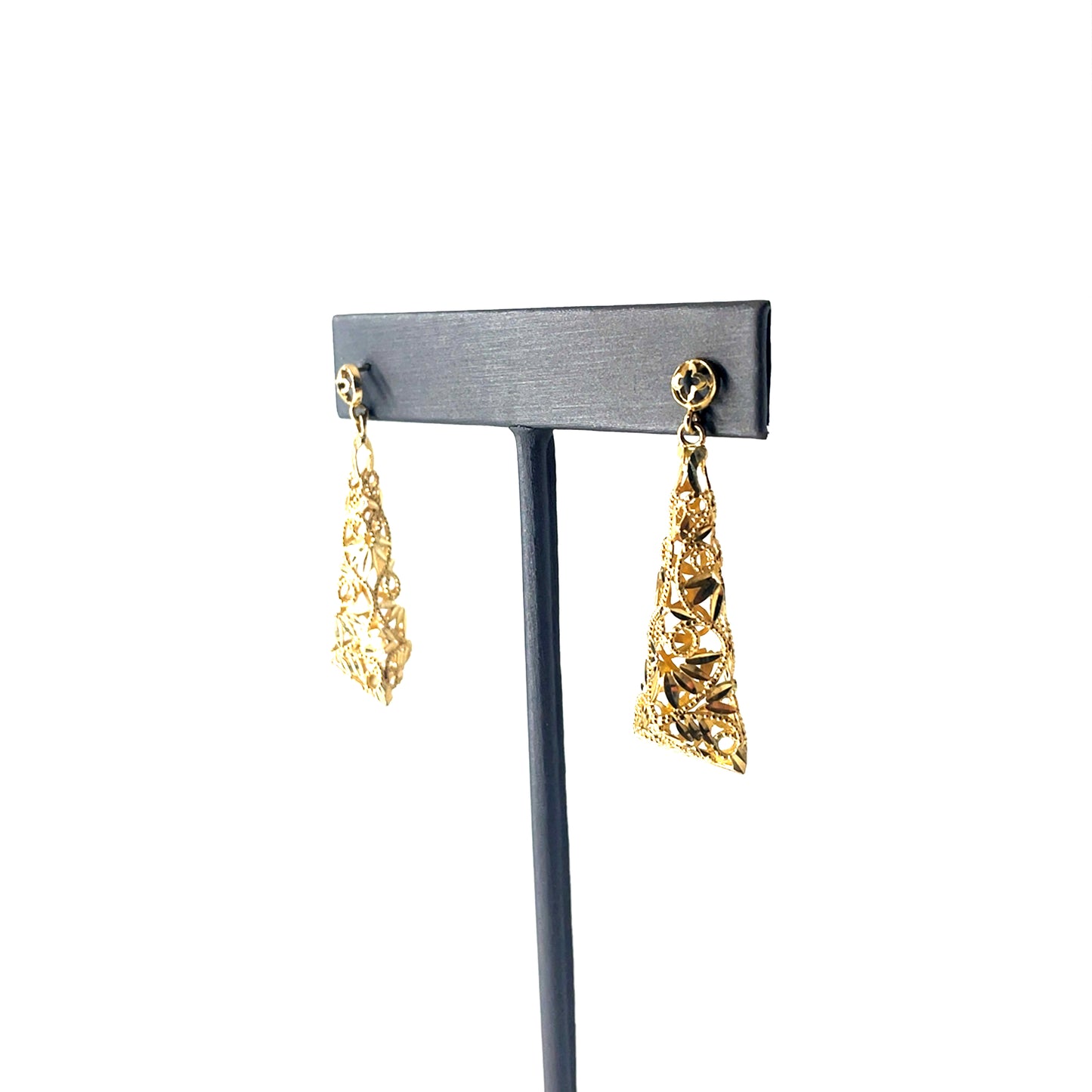 14k Yellow Gold  Diamond Cut Drop Dangle Earrings