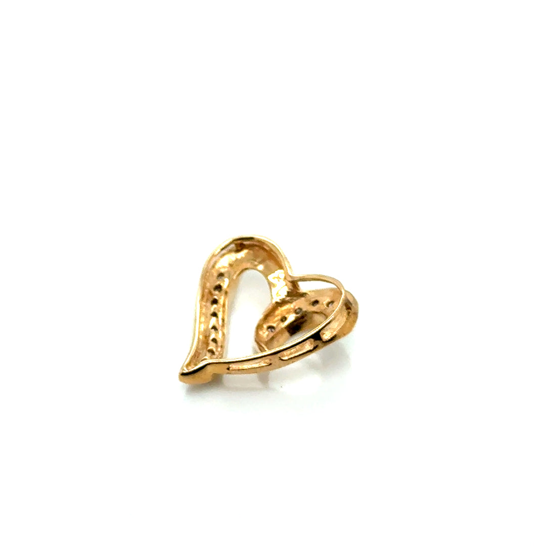 10k Yellow Gold Diamond Heart Pendant