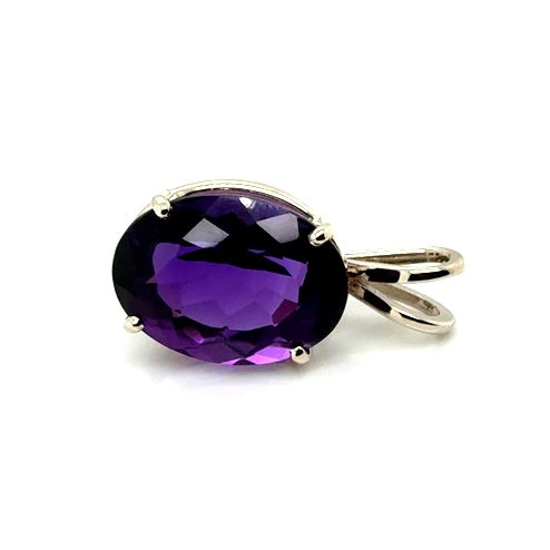 14k White Gold Purple Amethyst Pendant