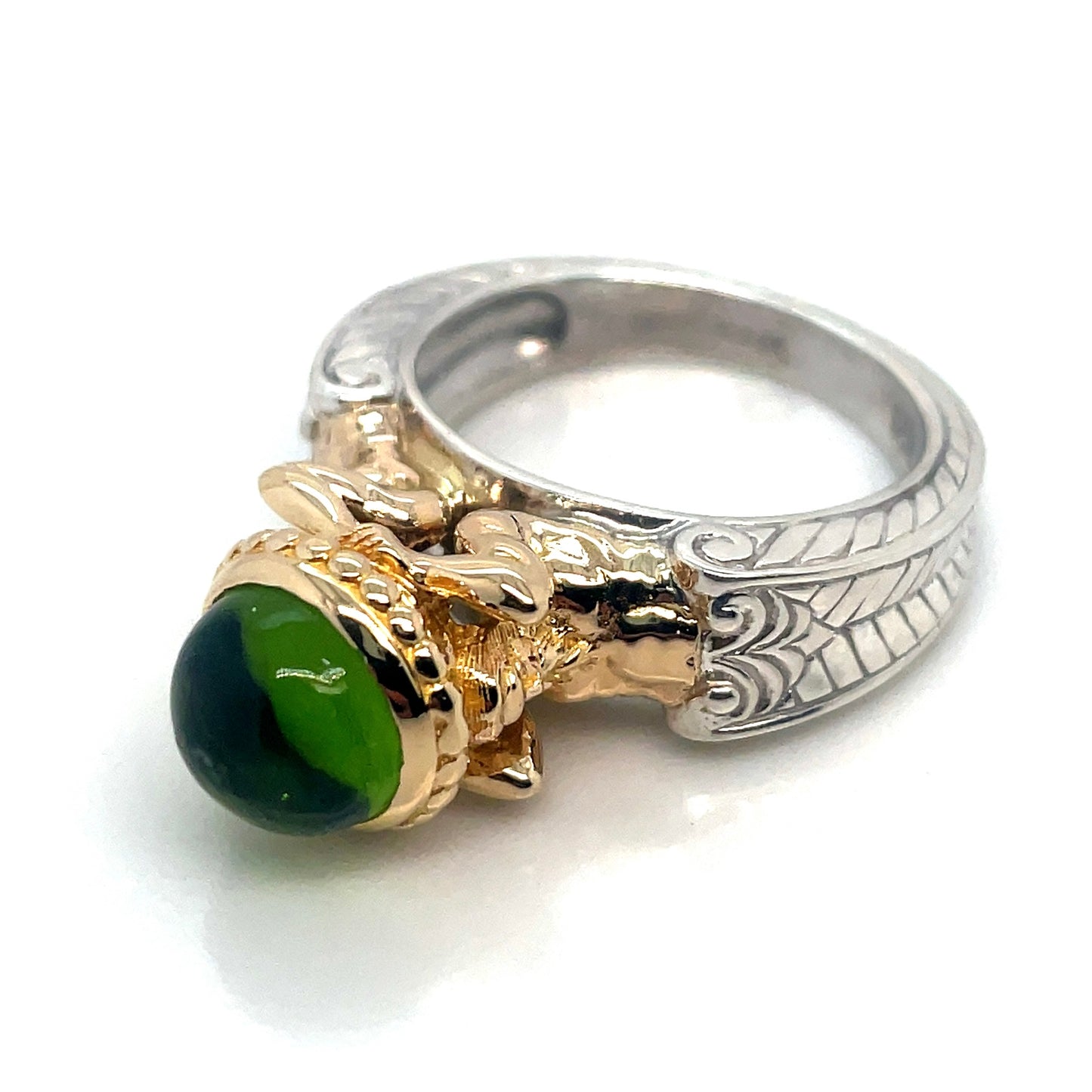 18k White and Yellow Gold Peridot Ring
