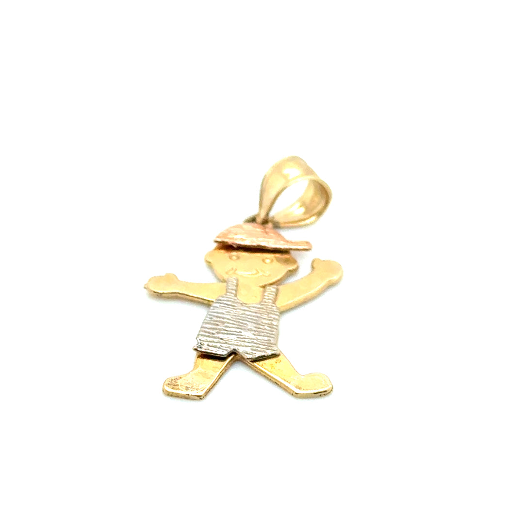 New 14k Yellow, Pink and White Gold 3D Baby Boy Child Charm
