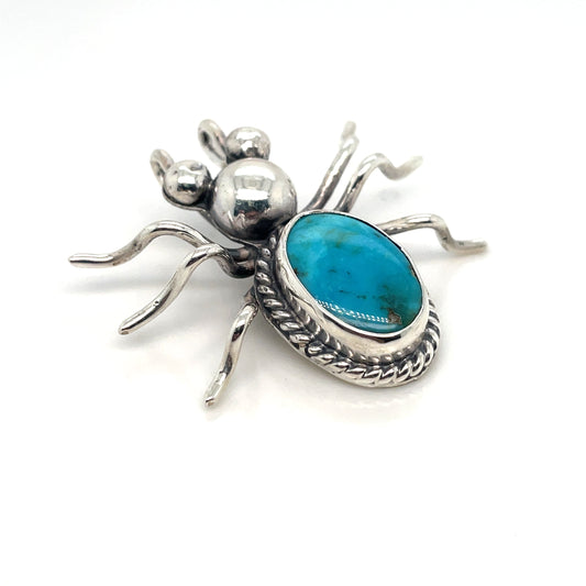 Sterling Silver Turquoise Spider Pendant