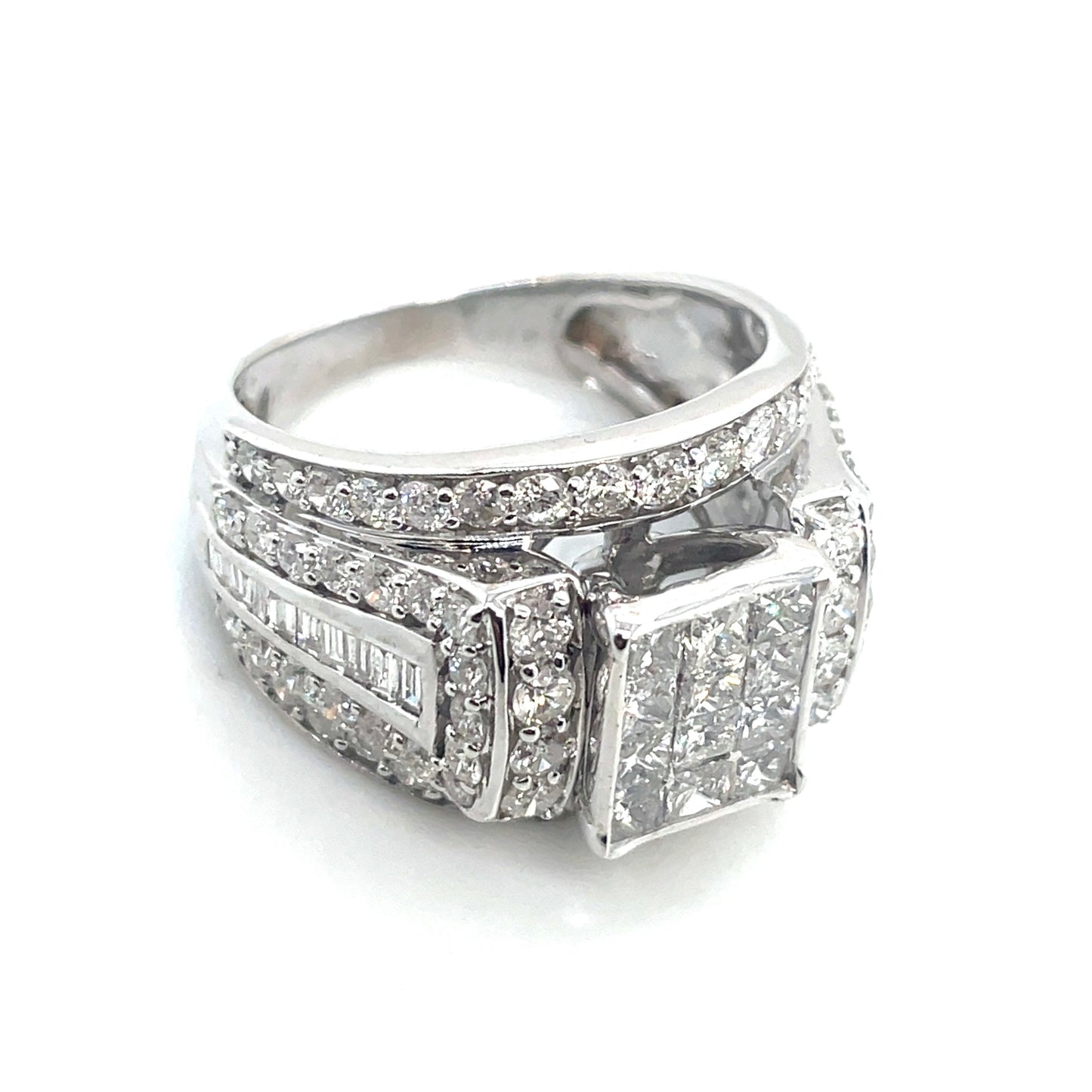14k White Gold Engagement 4.35 CT TW Diamonds Ring