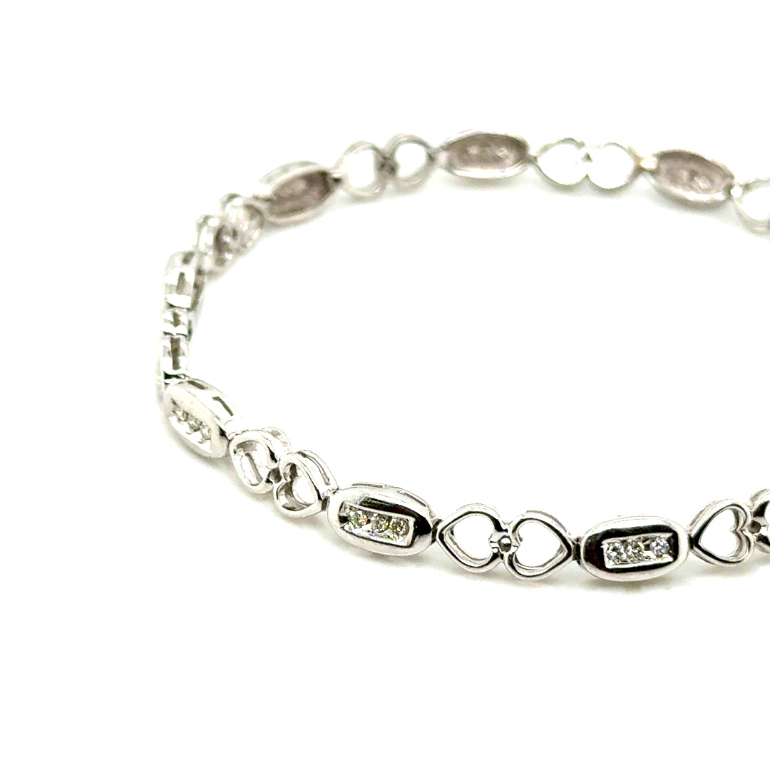 New 14k White Gold 1.40 CT TW Diamond 6.5”Bracelet