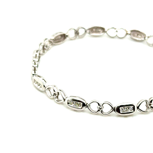 New 14k White Gold 1.40 CT TW Diamond 6.5”Bracelet