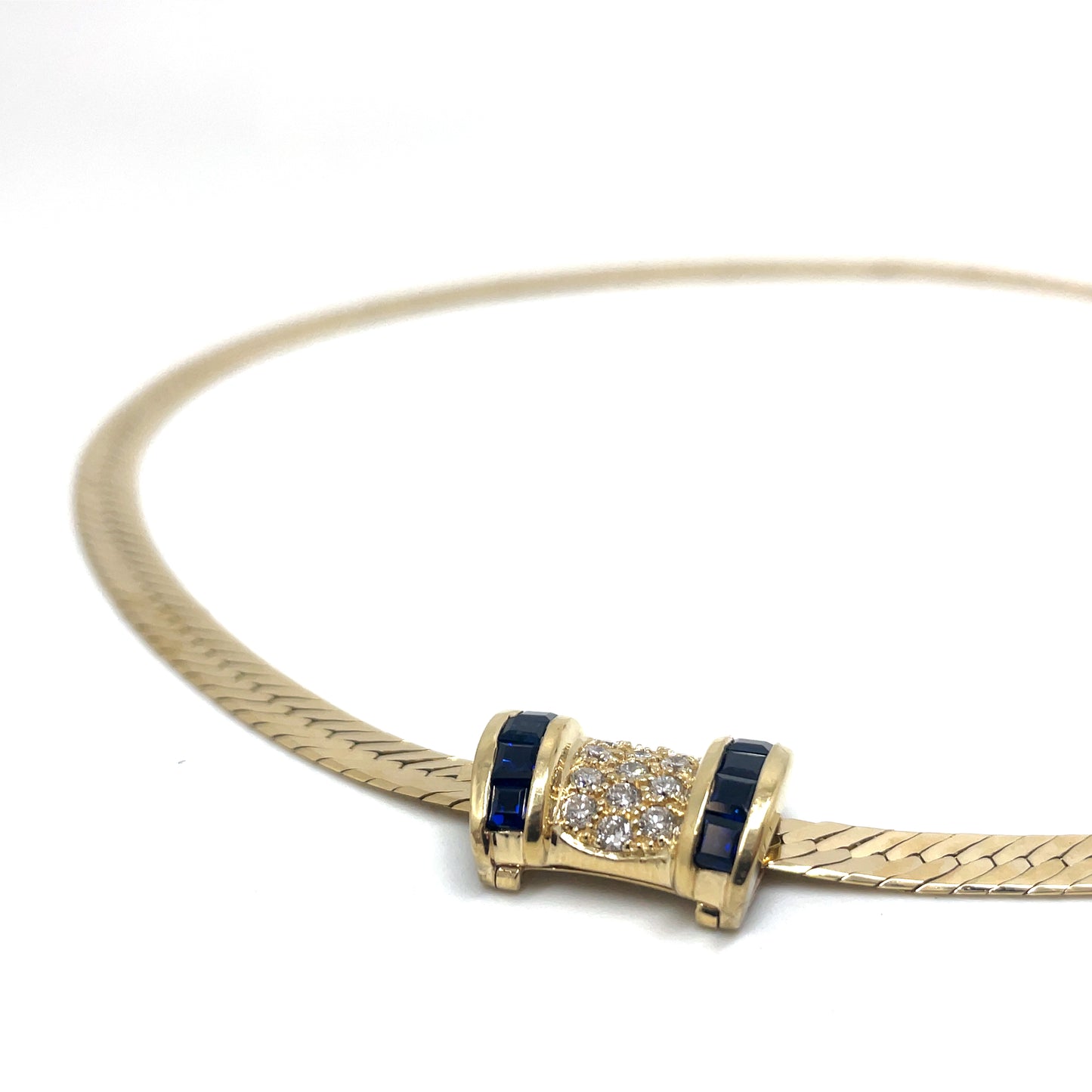 14k Yellow Gold Sapphire Diamond Pendant