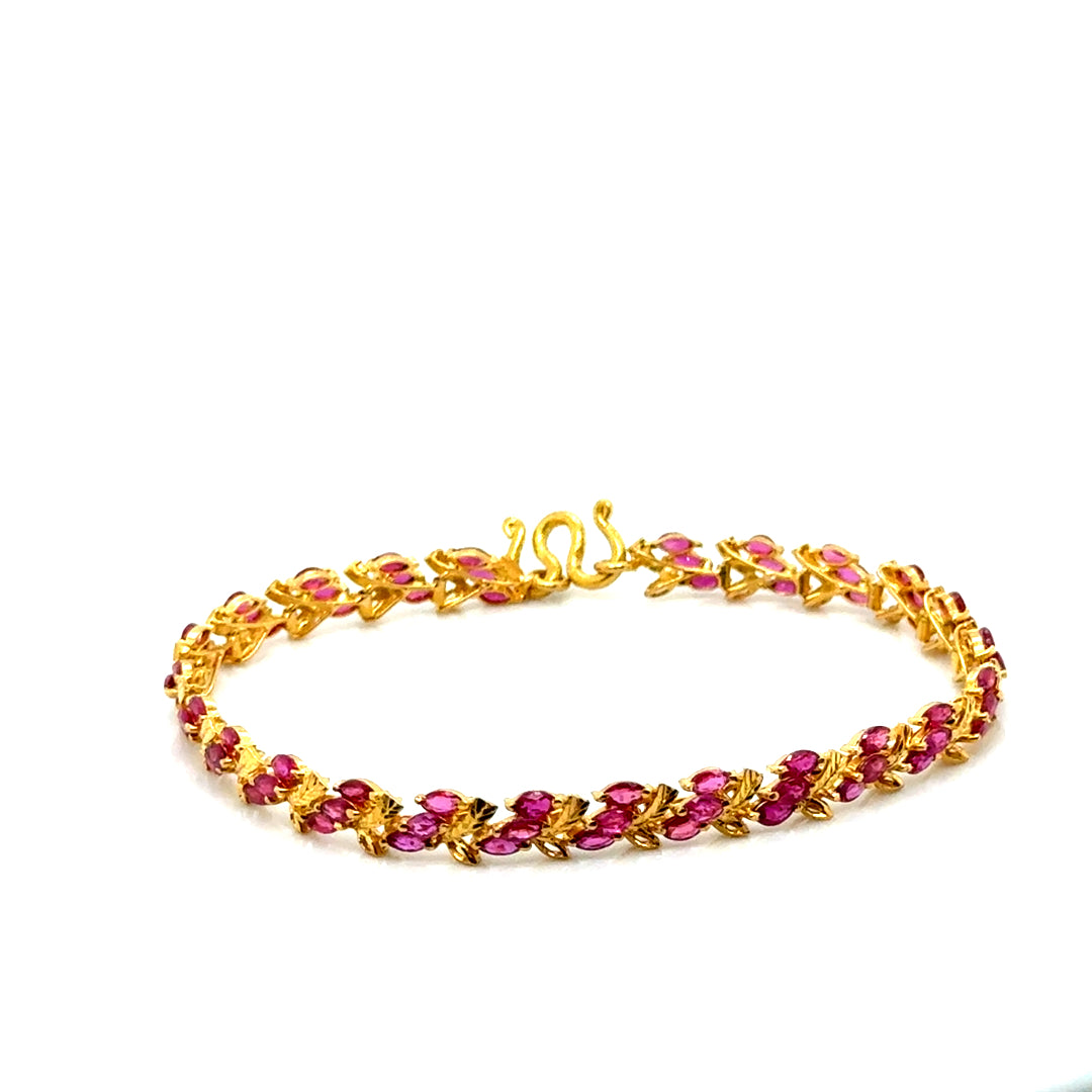 New 22k Yellow Gold Ruby Bracelet