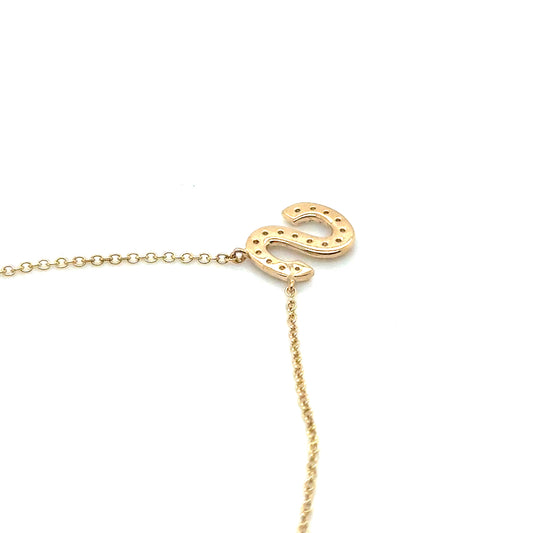New 14k Yellow Gold Diamond Letter “S” Necklace