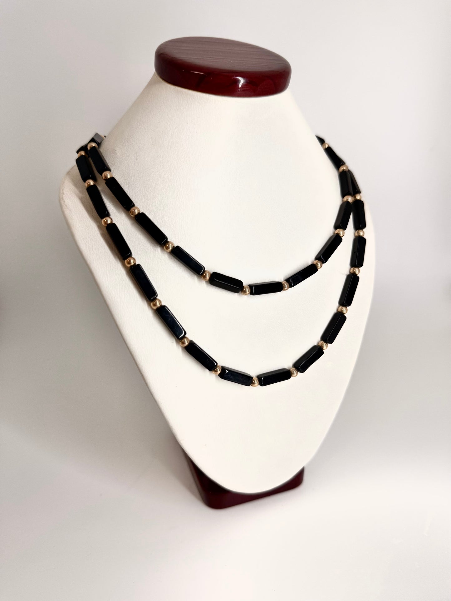 14k Yellow Gold Black Onyx Necklace