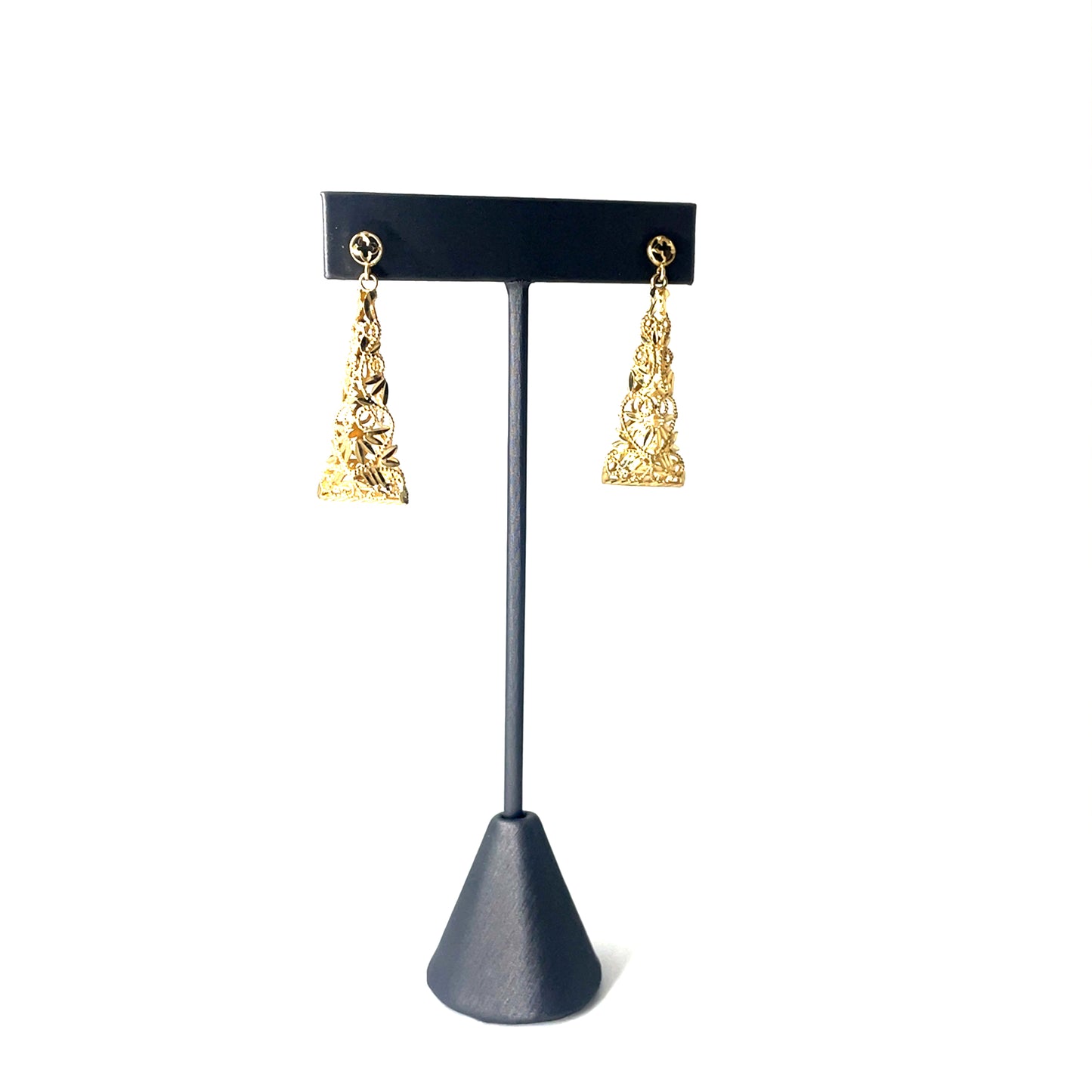 14k Yellow Gold  Diamond Cut Drop Dangle Earrings