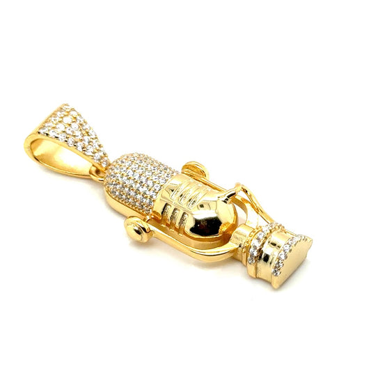 925 Gold Plated Cubic Zirconia Microphone Pendant