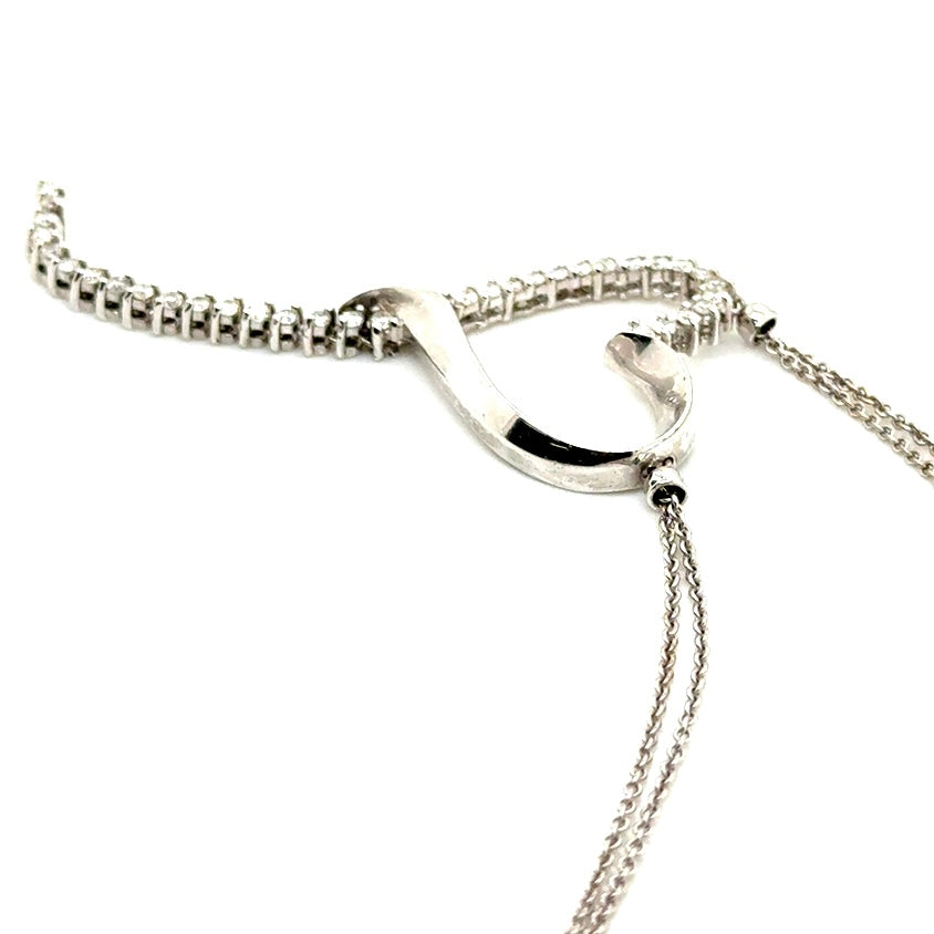 New 14k White Gold 0.90 CT TW Diamond Necklace