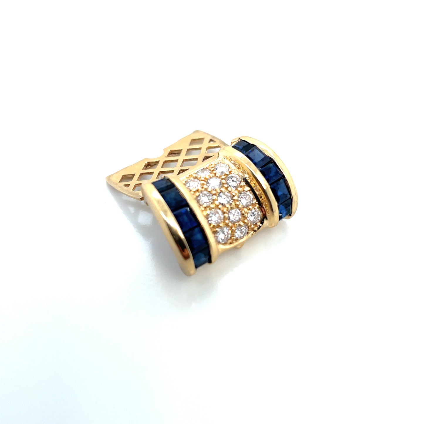 14k Yellow Gold Sapphire Diamond Pendant